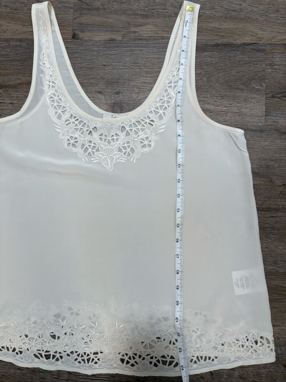 Joie Silk Cream Embroidered Cutwork Sleeveless Top - Picture 7 of 12